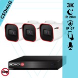 Provision 3 cső kamerás analóg megfigyelőrendszer 3K biztonsági kamera 2.8 mm fix objektívvel
