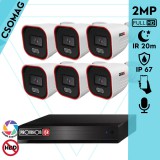 Provision 6 cső kamerás IP megfigyelőrendszer 2MP HD cső biztonsági kamera, 2.8 mm-es fix objektívvel, hibrid világítással, PoE, beépített mikrofonnal, IR 20m, kültéri