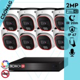 Provision 8 dome kamerás analóg megfigyelőrendszer 2MP színes éjjellátó biztonsági kamera 20m fehérfény