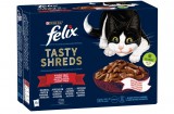 Purina FELIX SHREDS Házias válogatás szószban nedves macskaeledel 12x80g