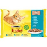 Purina Friskies alutasakos macskaeledel - lazac, tonhal, szardínia és tőkehal szószban 4 x 85 g