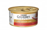 Purina GOURMET GOLD Savoury Cake Marhával és paradicsommal nedves macskaeledel 85g