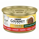 Purina GOURMET GOLD Succulent Delights Marhával nedves macskaeledel 85g