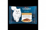 Purina GOURMET PERLE GRAVY DELIGHT Lazaccal/Tonhallal nedves macskaeledel 4x85g