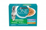PURINA ONE INDOOR FORMULA Csirkével/borjúval/tonhallal nedves macskaeledel 12x85g