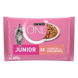Purina One Junior állateledel 1 és 12 hónapos kor közötti macskák számára lazaccal 4 x 85 g