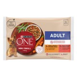 Purina One Mini teljes értékű állateledel mini és kistestű felnőtt kutyák számára - csirke, marha 4 x 85 g