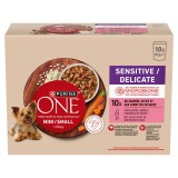 Purina One Mini teljes értékű állateledel mini és kistestű felnőtt kutyák számára lazaccal 10 x 85 g
