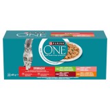 Purina ONE Sterilcat nedves macskaeledel válogatás - csirke, marha, lazac, pulyka 2 x (40 x 85 g)