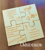 Puzzle meghívó, gravírozott modern mintával