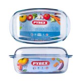 Pyrex, 4 literes hőálló üveg sütőtál, fedővel, 3 + 1,5 liter - 0 Ft posta