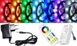 Pannon LED 1m hosszú 10 Wattos, 4 zónás FUT092 RF távirányítós, 24V adapteres RGB LED szalag (30db P5050 SMD LED)