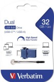 Pendrive, 32GB, USB 3.2+USB-C adapter, VERBATIM "Dual"