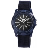 Qbos vászonszíjas férfi-kamasz karóra, kék