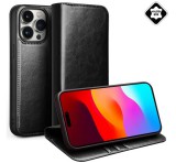 QIALINO tok álló, valódi bőr (FLIP, oldalra nyíló, asztali tartó) FEKETE Apple iPhone 15 Pro Max
