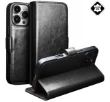 QIALINO tok álló, valódi bőr (FLIP, oldalra nyíló, asztali tartó) FEKETE Apple iPhone 16 Pro Max