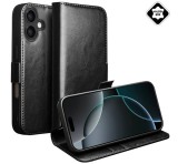 QIALINO tok álló, valódi bőr (FLIP, oldalra nyíló, asztali tartó) FEKETE Apple iPhone 17