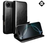 QIALINO tok álló, valódi bőr (FLIP, oldalra nyíló, asztali tartó) FEKETE Apple iPhone 17 Air