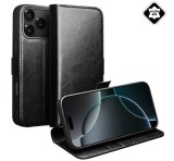 QIALINO tok álló, valódi bőr (FLIP, oldalra nyíló, asztali tartó) FEKETE Apple iPhone 17 Pro Max