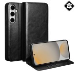 QIALINO tok álló, valódi bőr (FLIP, oldalra nyíló, asztali tartó) FEKETE Samsung Galaxy S25 FE (SM-S731)