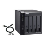 QNAP 4-bay 3.5" SATA HDD USB 3.0 type-C hardware RAID external enclosure. USB-C to US (TR-004)