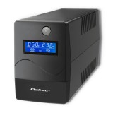 Qoltec Monolith szünetmentes tápegység (UPS) Dupla konverziós (online) 0,65 kVA 360 W 2 AC kimenet(ek)