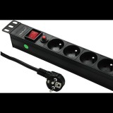 Qoltec Rack szekrény elosztó 19" 1U 16A PDU 8xFRENCH 2m (53996) (53996)