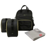 QPlay pelenkázótáska szervezővel és pelenkázó alátéttel, fekete