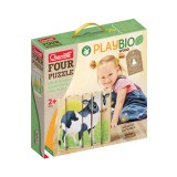 Quercetti: PlayBio Háztáji állatok 4 az 1-ben fahasáb puzzle