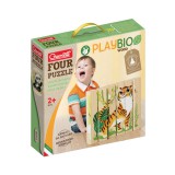 Quercetti: PlayBio Veszélyeztetett állatok 4 az 1-ben fahasáb puzzle