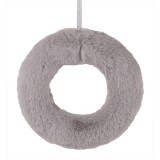 QX Hungarocell félkoszorú plüss borítással, 20 cm - szürke