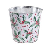 QX IMPEX KFT Iris bádog kaspó kör piros ilex 13,5*15 cm