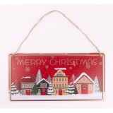 QX IMPEX KFT IRIS bádog kép havas házak piros 30 x 15 cm