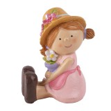 QX IMPEX KFT IRIS dekor műgyanta lány ülő kalapos rózsa 7,7cm (46680)