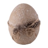 QX IMPEX KFT IRIS dekor műgyanta tojás+toll barna 8,4cm (46649)