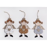 QX IMPEX KFT Iris fa akasztós angyal+szív 15x21 cm