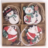 QX IMPEX KFT IRIS fa akasztós hóember és mikulás szettben, 8 darabos, 4 féle 5 x 5 cm