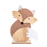 QX IMPEX KFT IRIS fa és filc róka, talpon, barna 18 x 5 x 24cm
