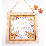 QX IMPEX KFT IRIS fa kopogtató tábla, "isten hozott" felirat, őszi színek 22 x 22cm