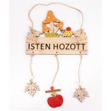 QX IMPEX KFT IRIS fa kopogtató tábla, "isten hozott" felirattal, gomba, sündisznó, falevelek 18 x 35cm
