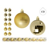 QX IMPEX KFT IRIS Karácsonyfa gömb aranysárga, 12 db-os, 4cm