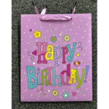 QX IMPEX KFT IRIS matt papírtasak Happy Birtday lila 26 x 32cm (370582)