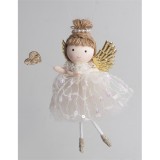 QX IMPEX KFT Iris textil akasztós angyal szívvel krém 17 cm