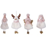 QX Karácsonyi figura akasztóval, rózsaszín - többféle