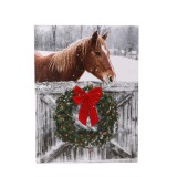 QX Karácsonyi hangulatkép izzókkal - ló koszorúval