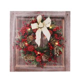 QX Karácsonyi hangulatkép, LED-es - ünnepi koszorú