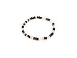 R.M.ékszer Achát fazettált színezett fekete-fehér korong karkötő 4×3 mm