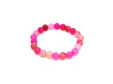 R.M.ékszer Achát matt szinezett sávos pink golyó karkötő 8mm