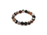 R.M.ékszer Achát szin. sötét barna sávos golyó karkötő 10mm