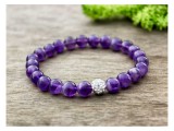 R.M.ékszer Ametiszt ásvány karkötő kristály gömbbel